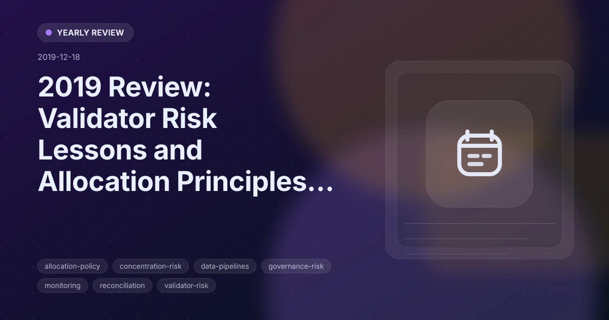 2019 Review: Validator Risk Lessons and Allocation Principles That Held Up