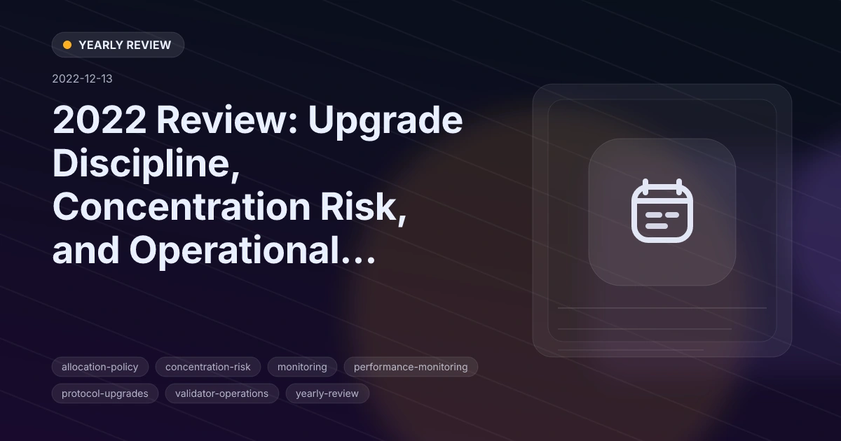2022 Review: Upgrade Discipline, Concentration Risk, and Operational Maturity
