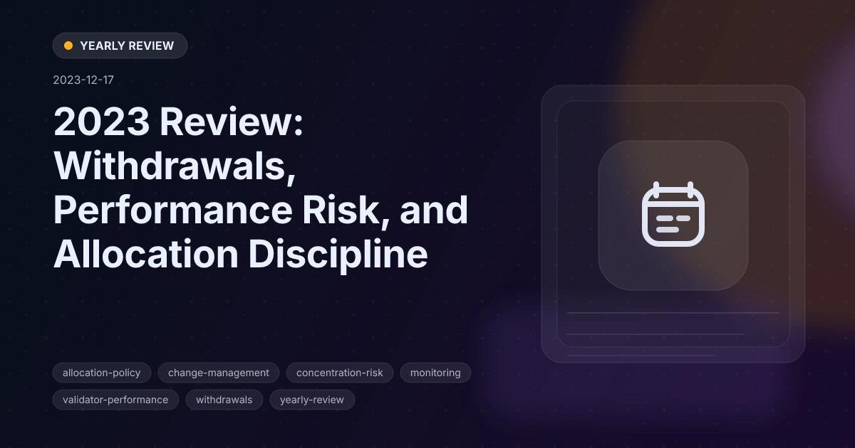 2023 Review: Withdrawals, Performance Risk, and Allocation Discipline