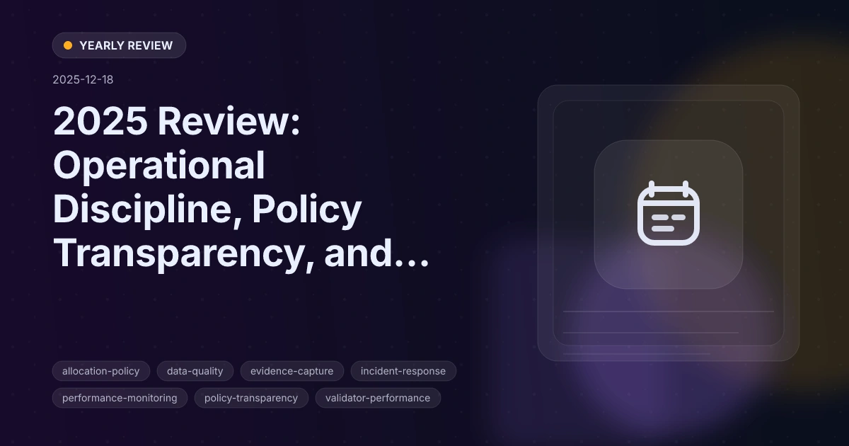 2025 Review: Operational Discipline, Policy Transparency, and Risk Outcomes