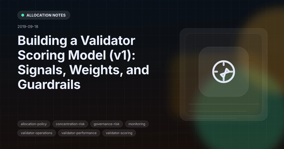 Building a Validator Scoring Model (v1): Signals, Weights, and Guardrails