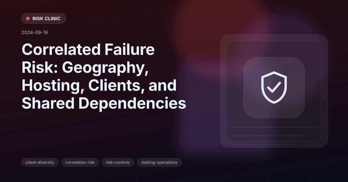 Correlated Failure Risk: Geography, Hosting, Clients, and Shared Dependencies