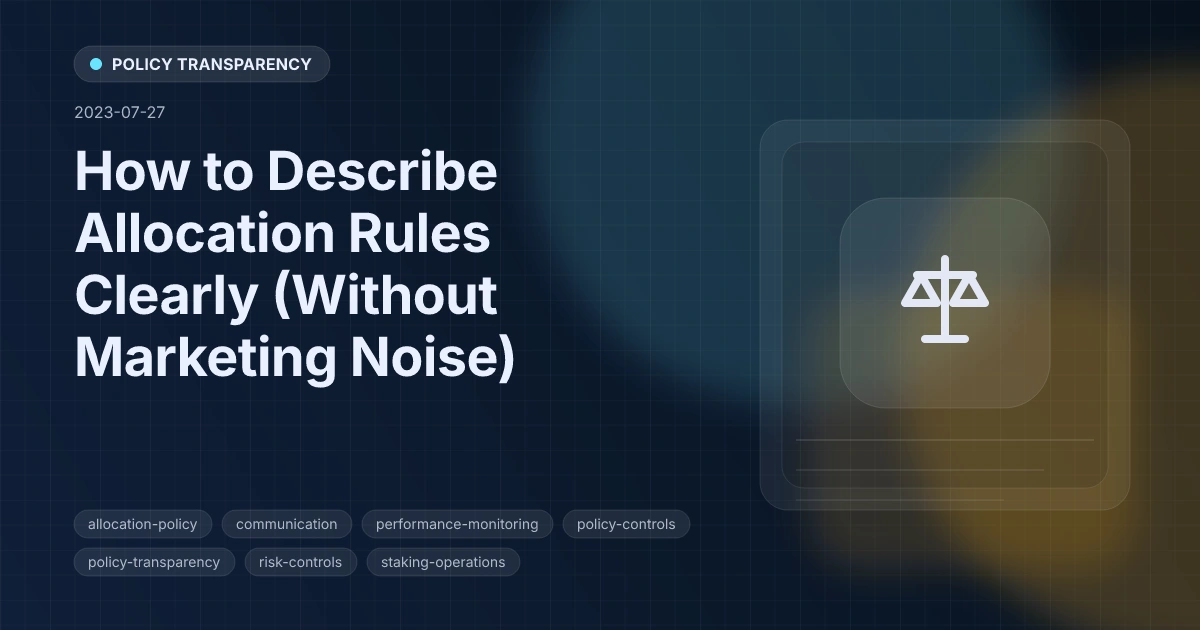 How to Describe Allocation Rules Clearly (Without Marketing Noise)