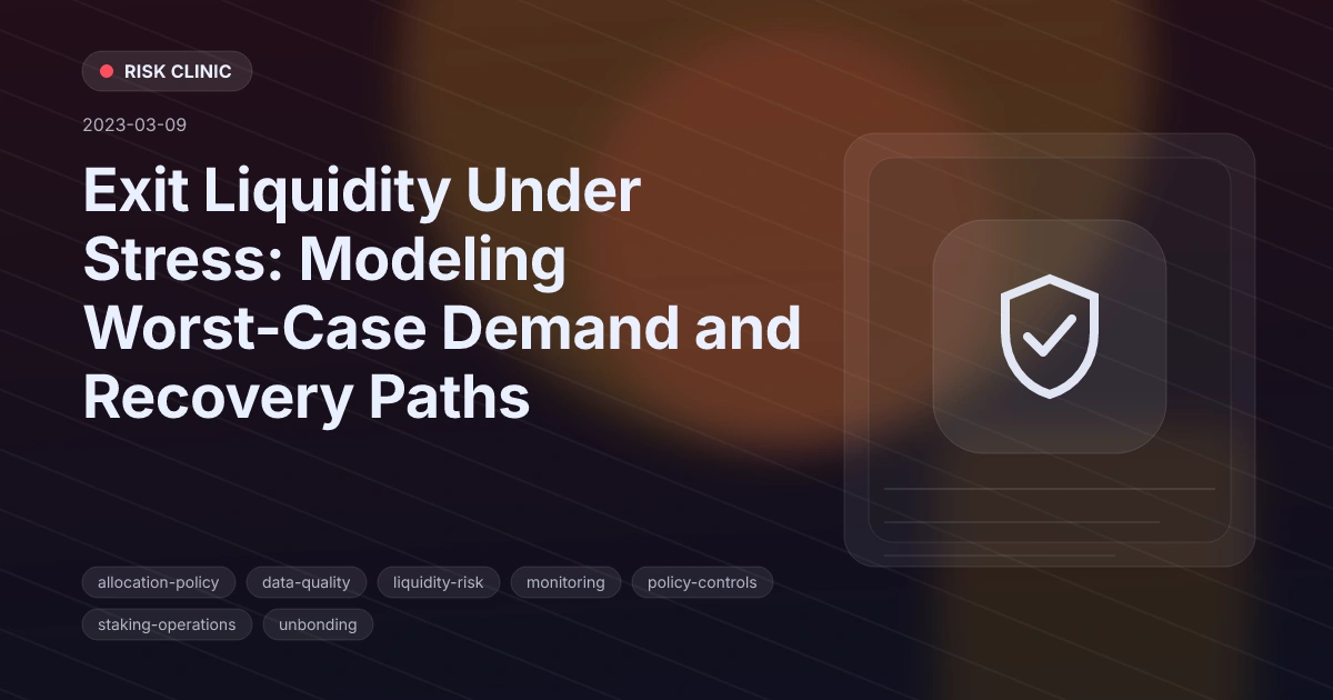 Exit Liquidity Under Stress: Modeling Worst-Case Demand and Recovery Paths