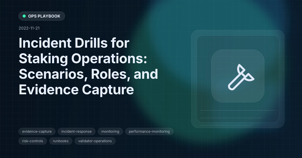Incident Drills for Staking Operations: Scenarios, Roles, and Evidence Capture