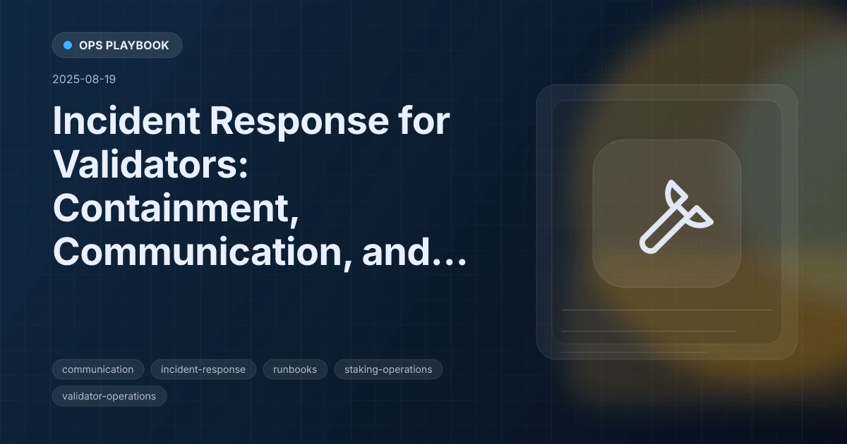 Incident Response for Validators: Containment, Communication, and Recovery