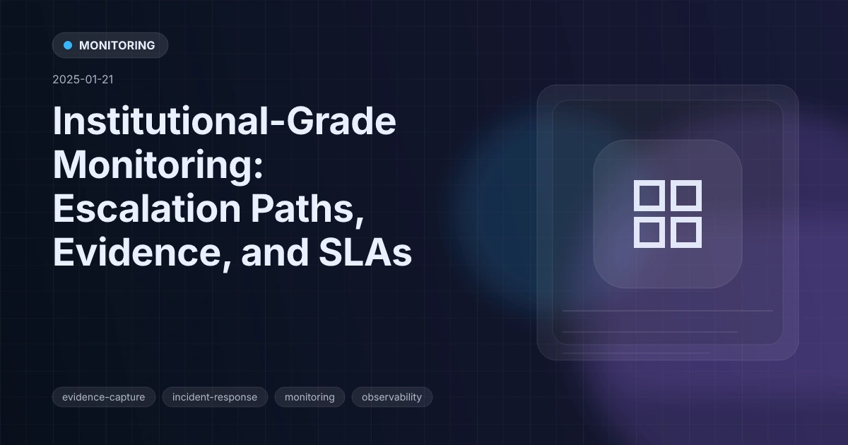Institutional-Grade Monitoring: Escalation Paths, Evidence, and SLAs