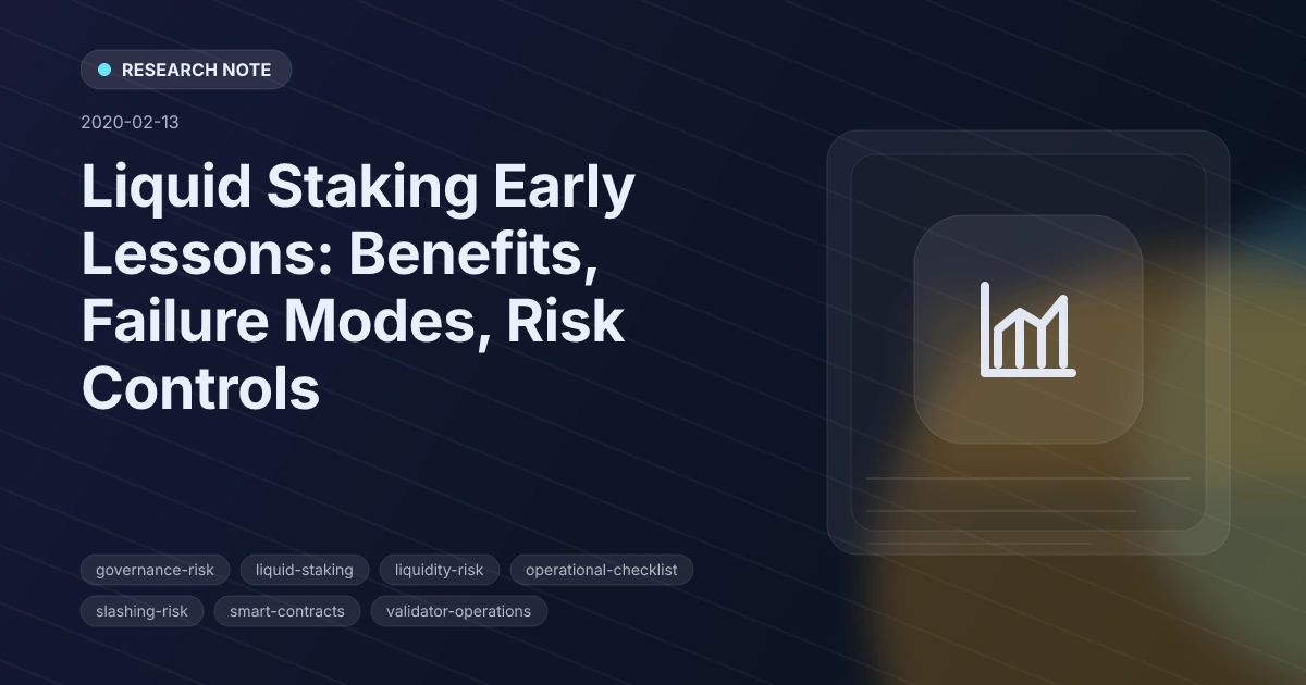 Liquid Staking Early Lessons: Benefits, Failure Modes, Risk Controls