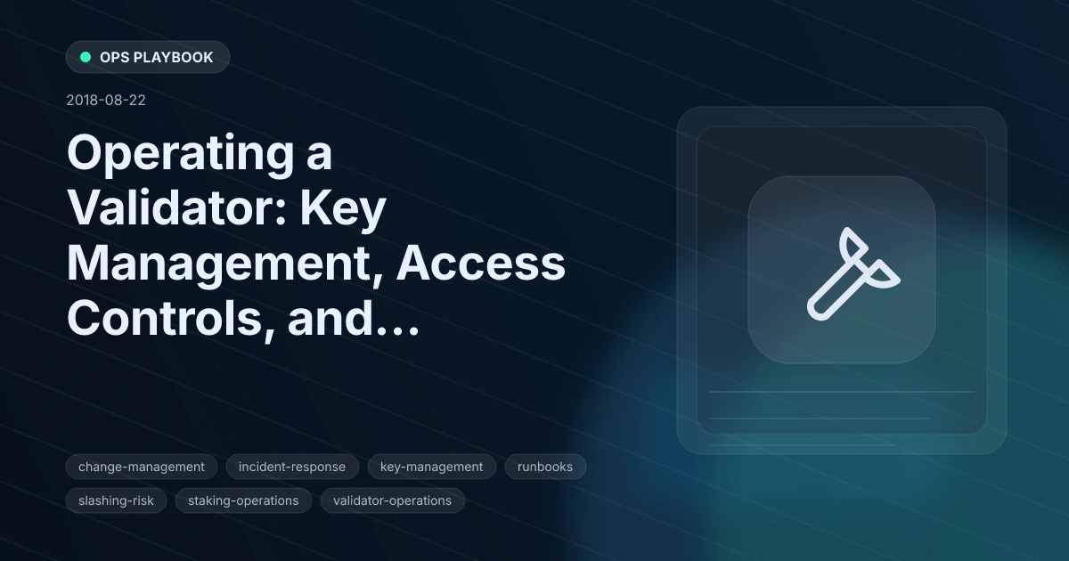 Operating a Validator: Key Management, Access Controls, and Runbooks