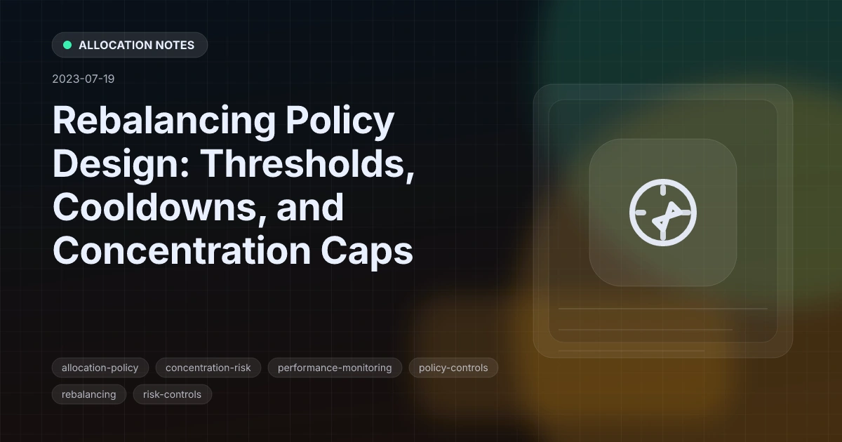 Rebalancing Policy Design: Thresholds, Cooldowns, and Concentration Caps