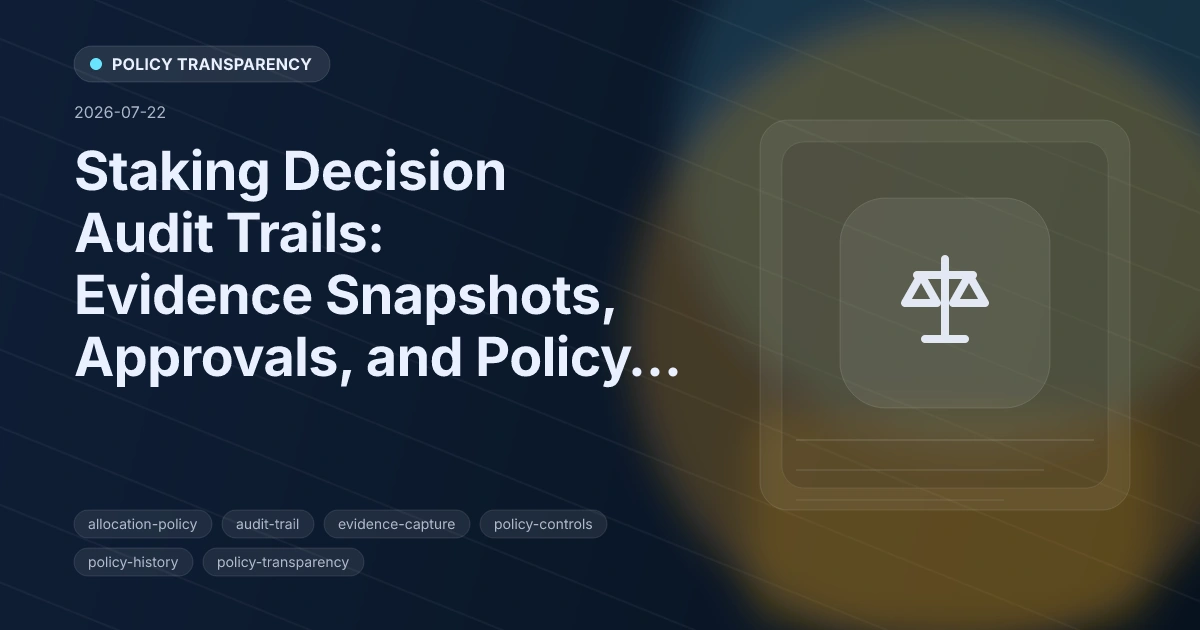 Staking Decision Audit Trails: Evidence Snapshots, Approvals, and Policy History