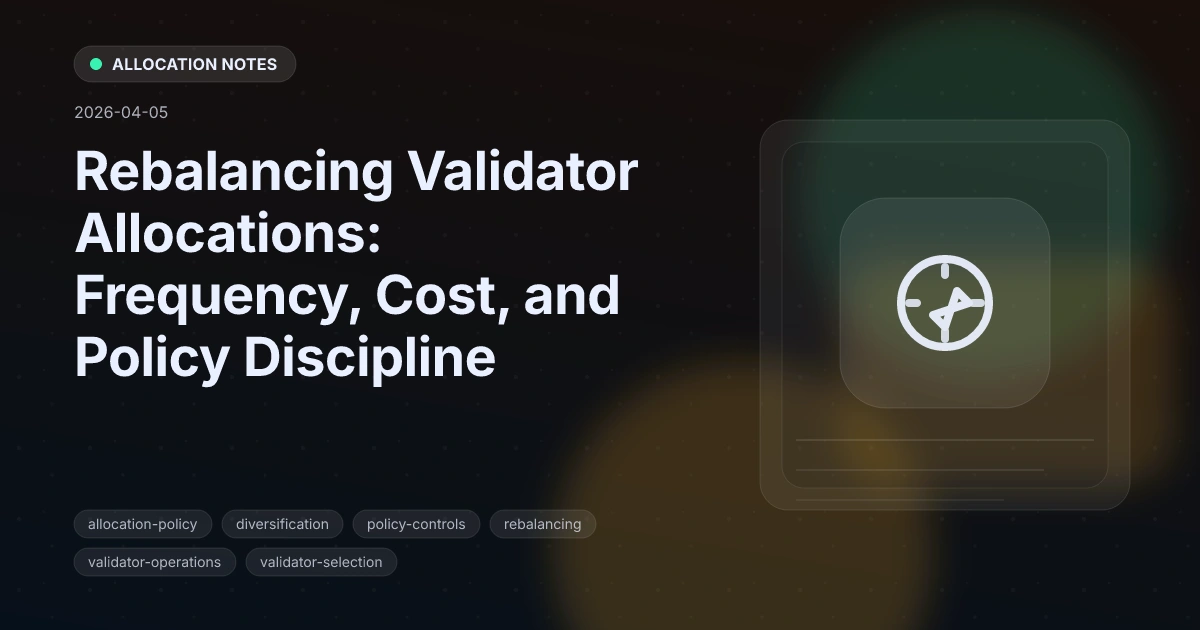 Rebalancing Validator Allocations: Frequency, Cost, and Policy Discipline